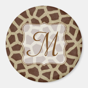 Giraffe Spot Animal Print Monogram Initial Magnet