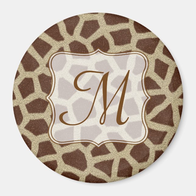 Giraffe Spot Animal Print Monogram Initial Magnet (Vorne)