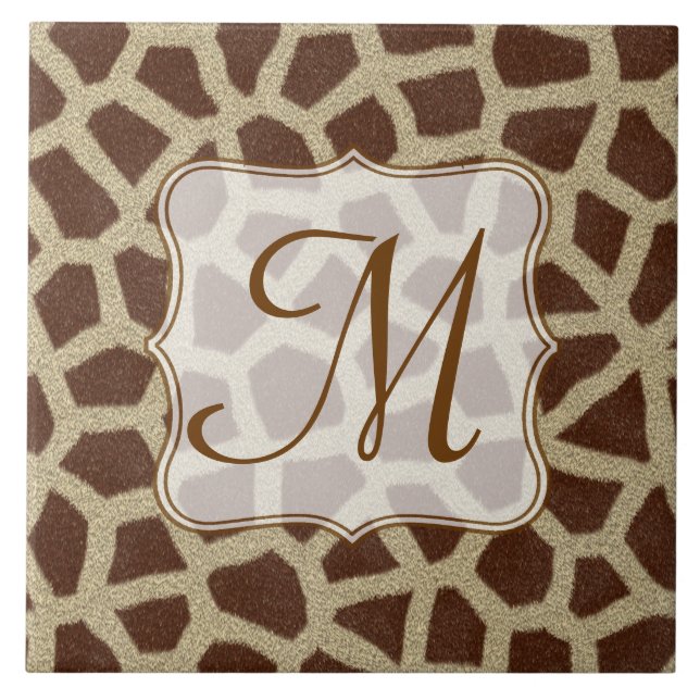 Giraffe-Spot-Papier-Monogramm-Anzeigenfolie Fliese (Vorderseite)