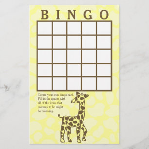 Giraffe Spots Gelbe Bingokarte