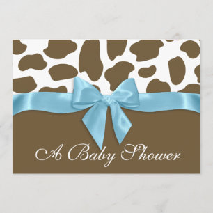 Giraffe Spots und Blue Bow Baby Shower Einladung