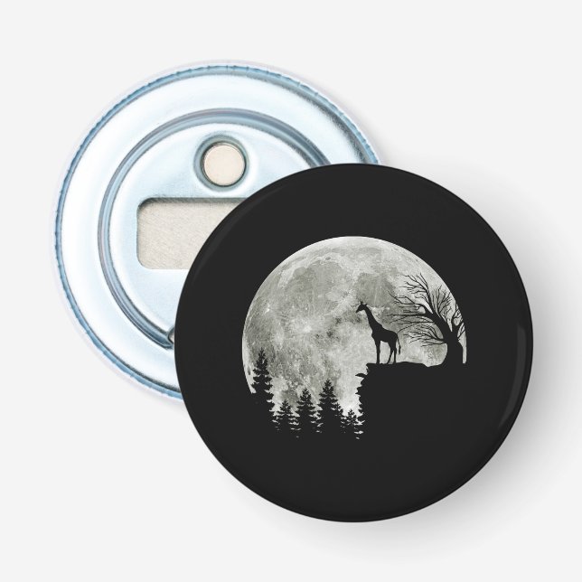 Giraffe Stand on Mountain Spooky Halloween Moon Flaschenöffner (Vorderseite)