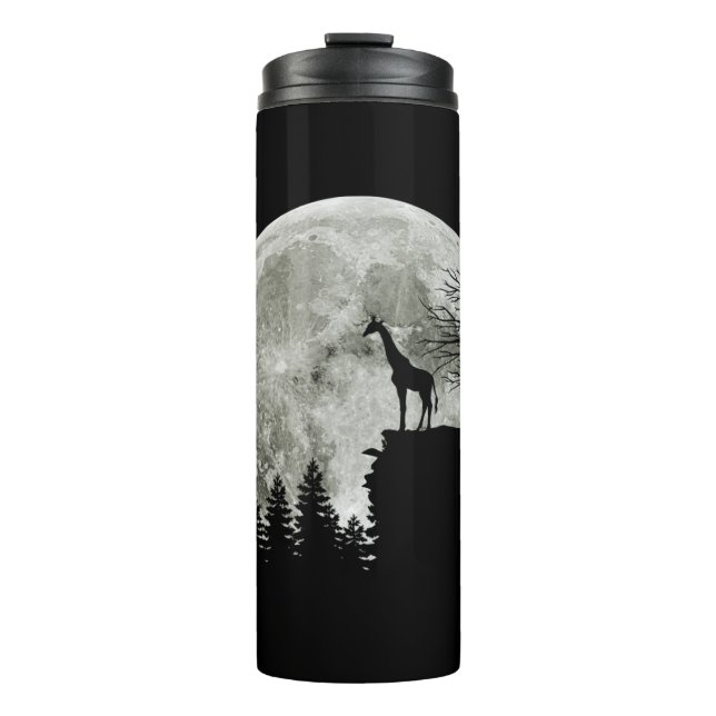 Giraffe Stand on Mountain Spooky Halloween Moon Thermosbecher (Vorderseite)
