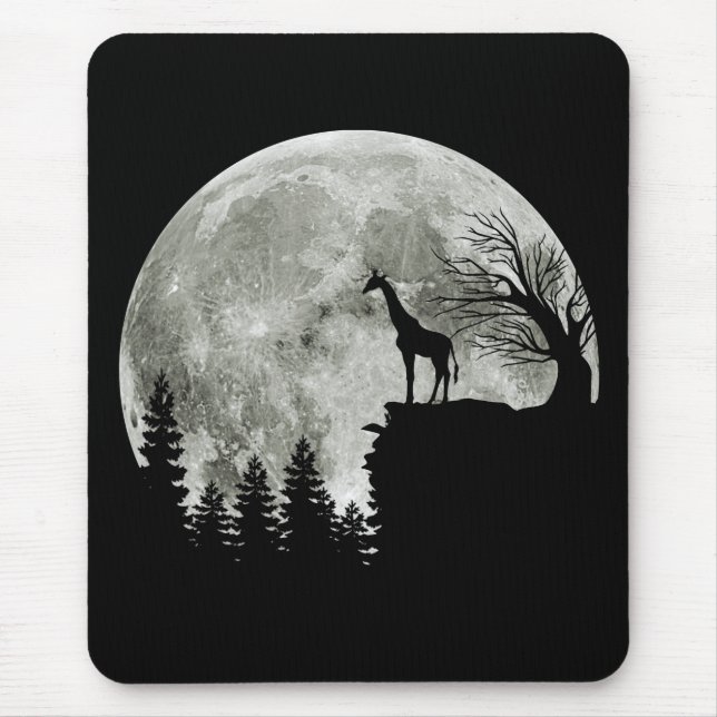 Giraffe Stehend auf MondHalloween-Geschenk für sie Mousepad (Vorne)