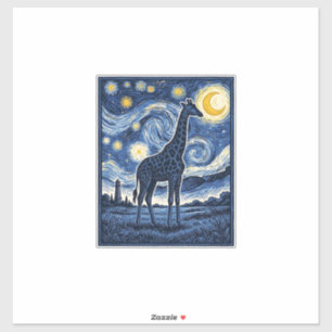 Giraffe Sternennacht Vintage Aufkleber