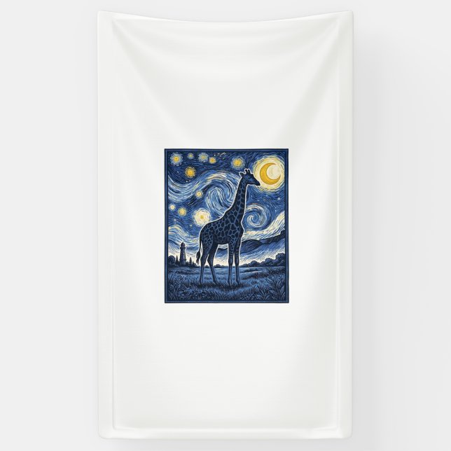 Giraffe Sternennacht Vintage Banner (Vertikal)
