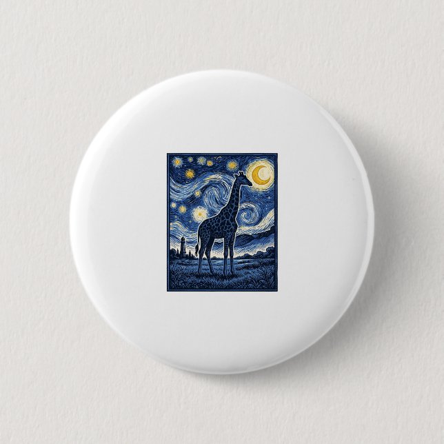 Giraffe Sternennacht Vintage Button (Vorderseite)