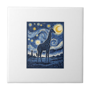 Giraffe Sternennacht Vintage Fliese