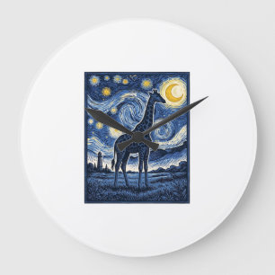 Giraffe Sternennacht Vintage Große Wanduhr