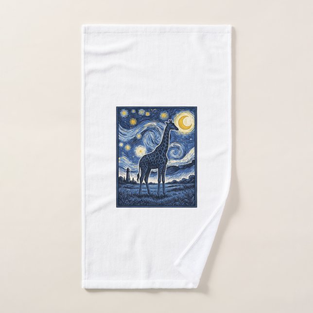 Giraffe Sternennacht Vintage Handtuch (Handtuch)