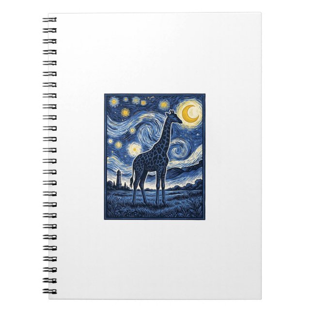 Giraffe Sternennacht Vintage Notizblock (Vorderseite)