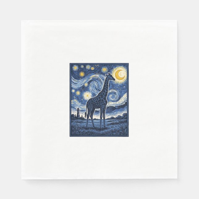 Giraffe Sternennacht Vintage Serviette (Vorderseite)