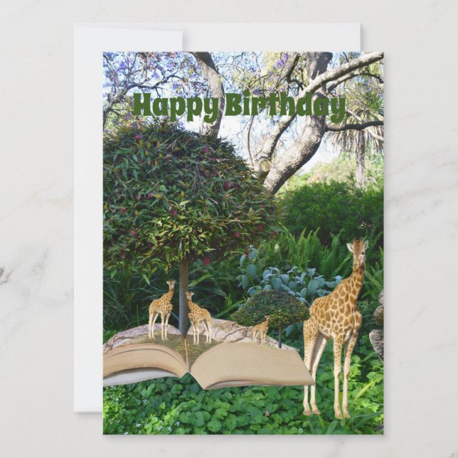 Giraffe Story Book Geburtstag, Karte (Vorderseite)