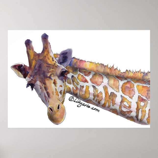 Giraffe Summer Watercolor Poster Print (Vorne)