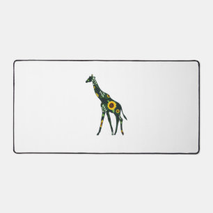 Giraffe Sunflower Girl Floral Ruminant Hawaiian Wo Schreibtischunterlage