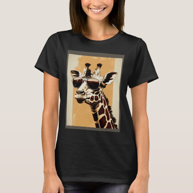 Giraffe Sunglasses Wild Animal Africa Safari Brown T-Shirt (Vorderseite)