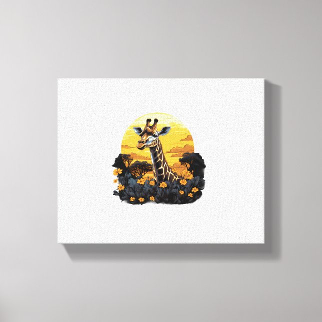 Giraffe Sunset Flora und Fauna Leinwanddruck (Vorderseite)