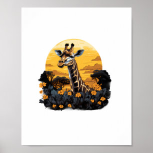Giraffe Sunset Flora und Fauna Poster