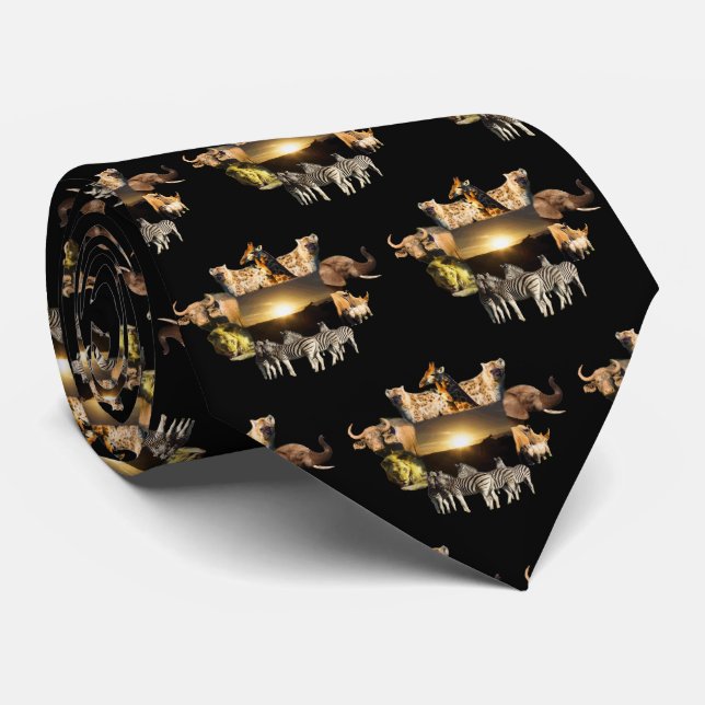 Giraffe Sunset Wildlife Frame Neck Tie Krawatte (Gerollt)