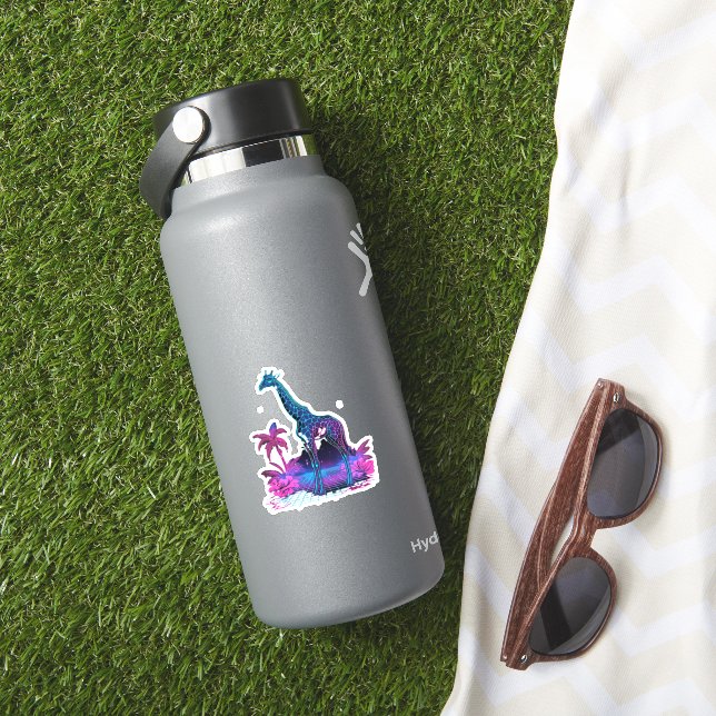 Giraffe Synthwave Vaporwave Art Aufkleber (HydroFlask Insitu)