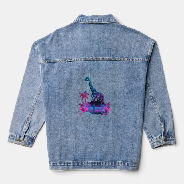 Giraffe Synthwave Vaporwave Art Jeansjacke (Rückseite)