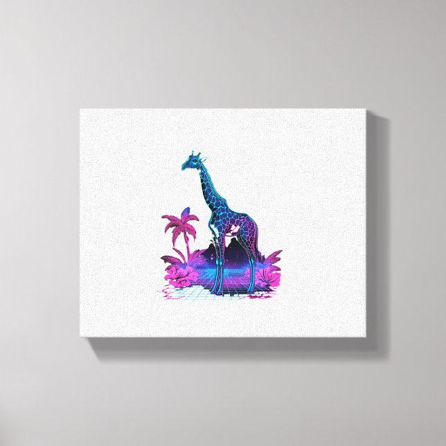 Giraffe Synthwave Vaporwave Art Leinwanddruck (Vorderseite)
