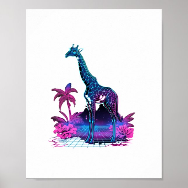 Giraffe Synthwave Vaporwave Art Poster (Vorne)