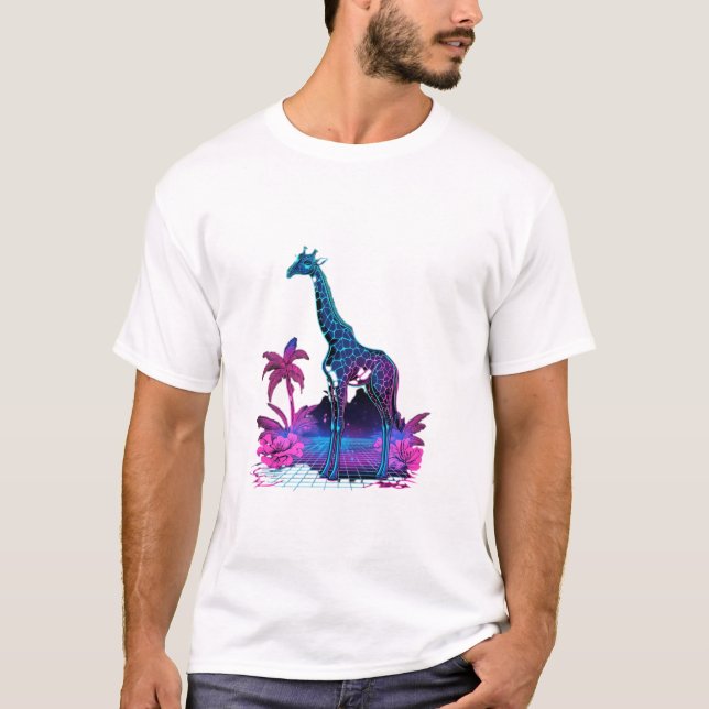 Giraffe Synthwave Vaporwave Art T-Shirt (Vorderseite)