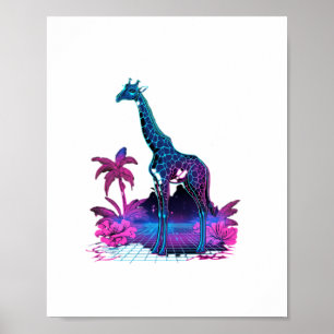 Giraffe Synthwave Vaporwave Kunst   Poster