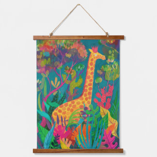 Giraffe Tapestry Wandteppich Mit Holzrahmen
