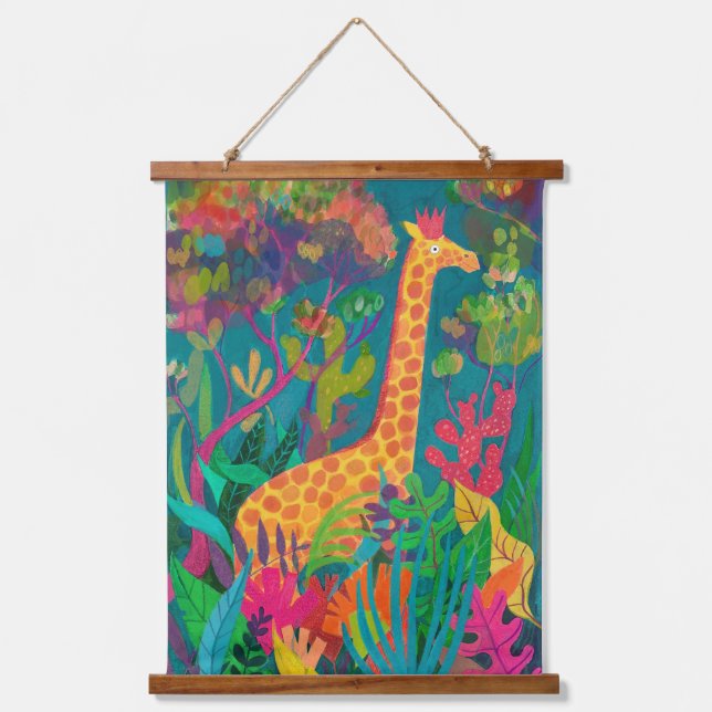 Giraffe Tapestry Wandteppich Mit Holzrahmen (Vorderseite)