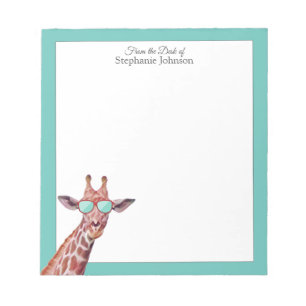 Giraffe Teal Monogram From the Desk of Template Notizblock