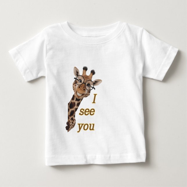 Giraffe.Text.Ich sehe dich Baby T-shirt (Vorderseite)