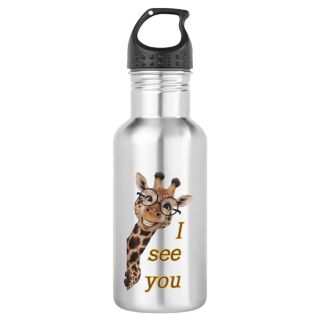 Giraffe.Text.Ich sehe dich Edelstahlflasche (Vorderseite)