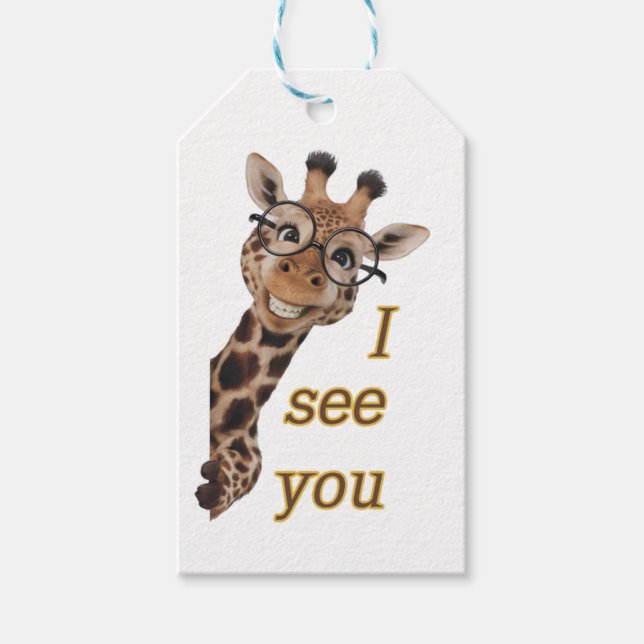 Giraffe.Text.Ich sehe dich Geschenkanhänger (Vorderseite)