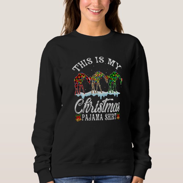 Giraffe  This Is My Christmas Lights Pajama Xmas Sweatshirt (Vorderseite)