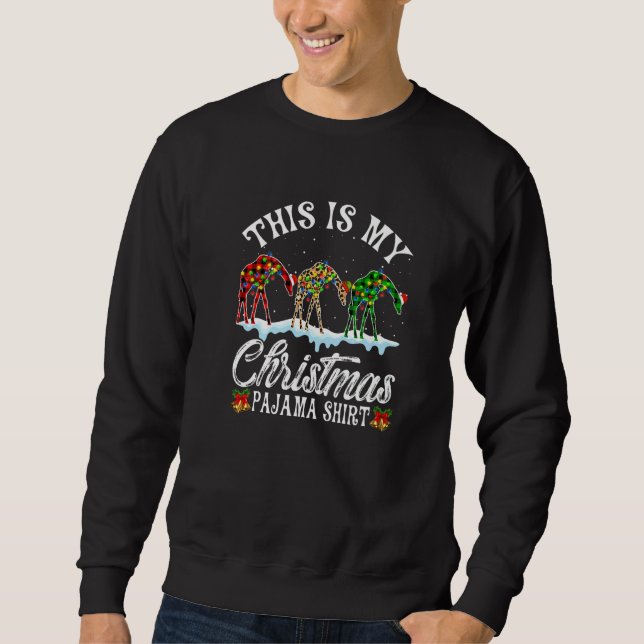 Giraffe  This Is My Christmas Lights Pajama Xmas Sweatshirt (Vorderseite)