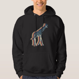 Giraffe Tier Retro-Linienkunst Hoodie