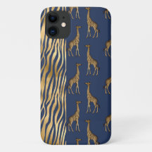 Giraffe & Tiger Print Gold Blue Hübsch Chic