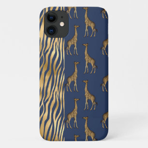 Giraffe & Tiger Print Gold Blue Hübsch Chic Case-Mate iPhone Hülle