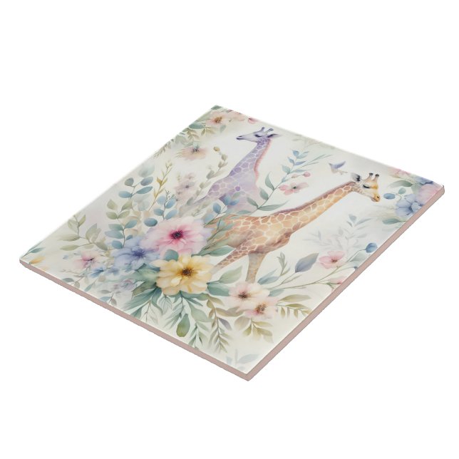 Giraffe-Tile-Design mit floralen Akzenten Fliese (Seite)