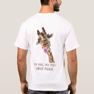 Giraffe Tongue Out and Playful Wink - Dein Text T-Shirt