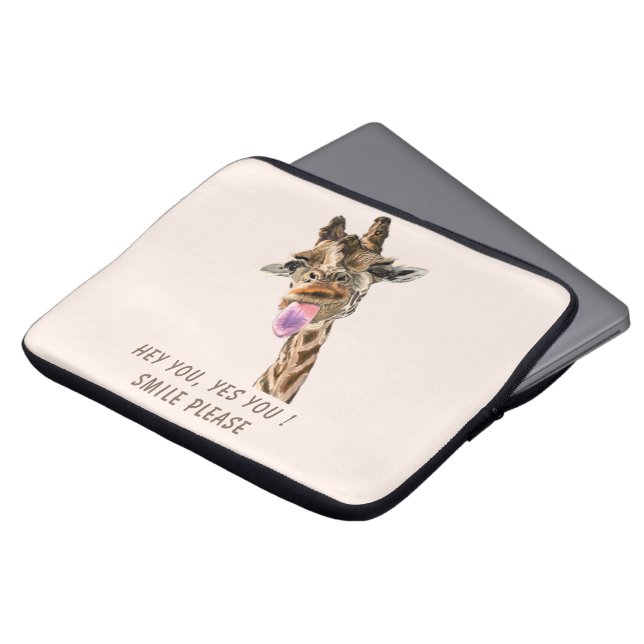 Giraffe Tongue Out Laptop Sleeve Geschenk Spaß (Vorne Oben)
