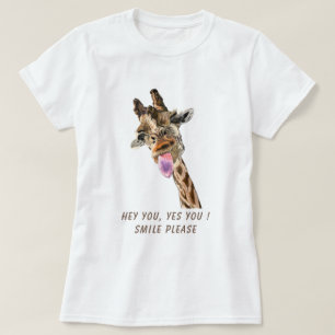 Giraffe Tongue Out Playful Wink Funny Funny T - Sh T-Shirt