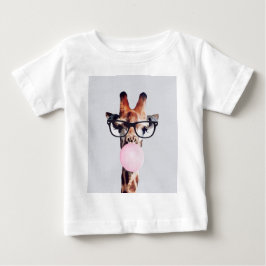Giraffe Tragend Brillen Blasen Pink Bubble gum Baby T-shirt