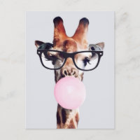 Giraffe Tragend Brillen Blasen Pink Bubble gum