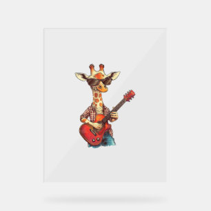 Giraffe trägt eine Sonnenbrille und spielt Gitarre Acrylschild
