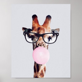 GIRAFFE TRAINGGASEN, DIE EIN PINKBUBBLEGUM BLÖTEN POSTER