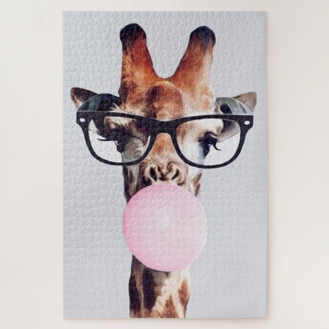 GIRAFFE TRAINGGASEN, DIE EIN PINKBUBBLEGUM BLÖTEN PUZZLE (Vertikal)