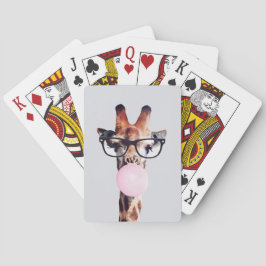 GIRAFFE TRAINGGASEN, DIE EIN PINKBUBBLEGUM BLÖTEN SPIELKARTEN